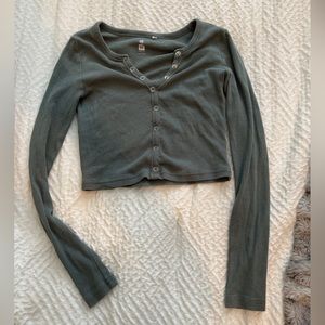 garage cropped long sleeve with buttons